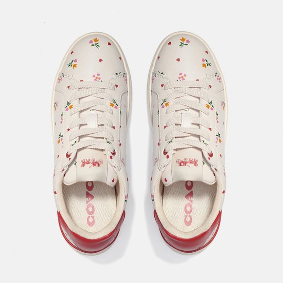 ❤️ Coach Clip Low Top Sneaker Heart Petal Print 8 8.5 9 10 🌸 - Picture 2 of 14